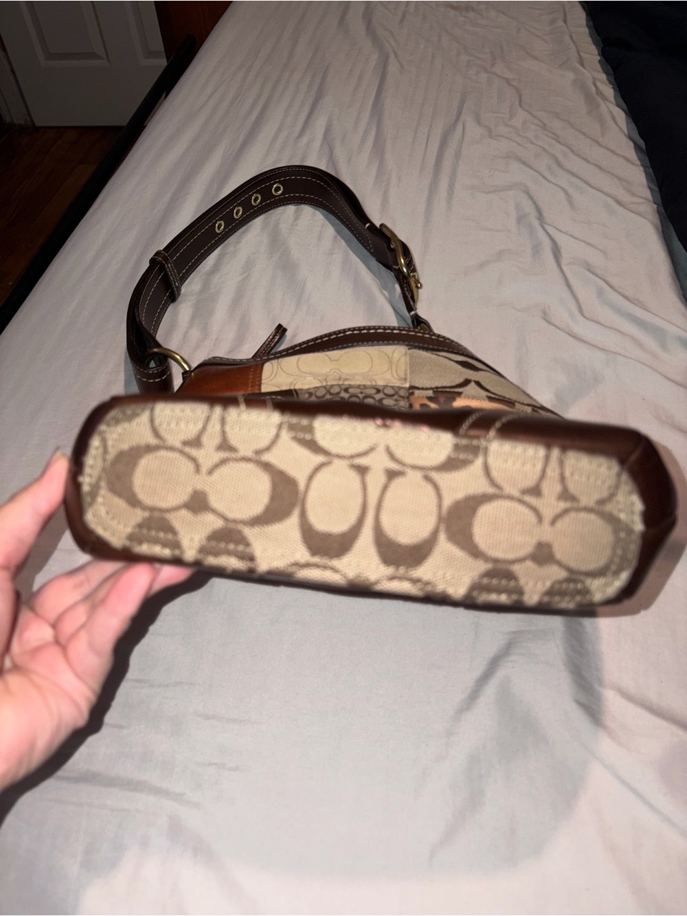 Coach Patchwork Signature & Leather Shoulder Bag in Brown Tones - Picture 2 of 12